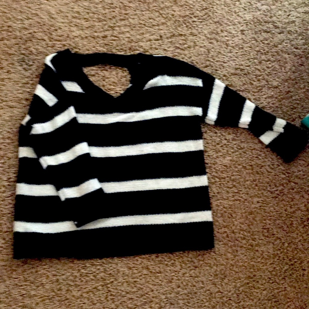 navy blue and white striped sweater